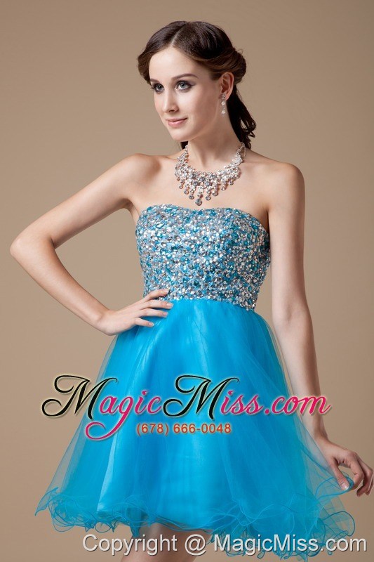 wholesale low price teal a-line cocktail dress strapless organza beading mini-length